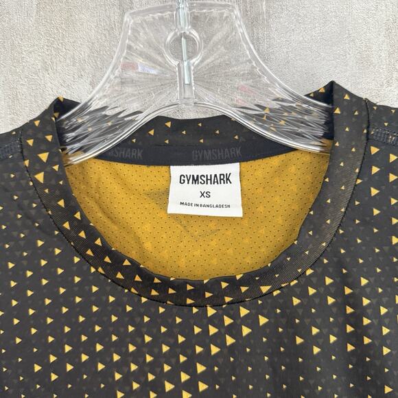 Gymshark Shirt Mens XS Yellow Volt Geometric Athleisure Fitness Gym Workout - Picture 4 of 14